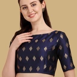 Oomph! Woven Design Zari Boat Neck Saree Blouse-image-53
