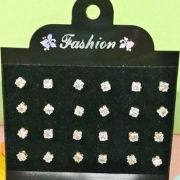 Shivarth Set of 12 Gold-Plated Metal American Diamond Earrings-image-88