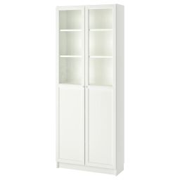 ikea billy / oxberg Bookcase with panel/glass doors, white, 80x30x202 cm-picture-44