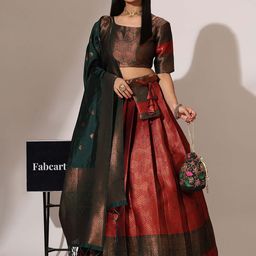 Fabcartz Semi-Stitched Lehenga & Unstitched Blouse With Dupatta-20