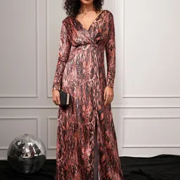 Tokyo Talkies Animal Skin Printed Wrap Maxi Dress-picture-29