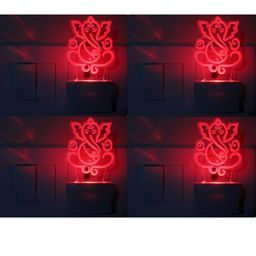 SOMIL Green & Blue Set Of 4 Printed Glass Ganesh Shaped Wall Lamp-image-19