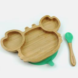 Starkiddo Crab Bamboo Suction Plate and Learning Weaning Set - Green-23