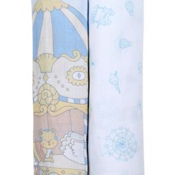 Masilo Organic Muslin Swaddles (Set of 2) - Carnival Blue-9