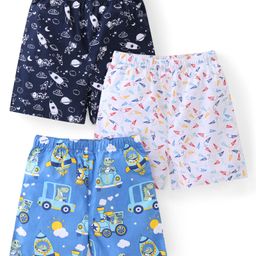 Babyhug Cotton Woven Paper Planes & Dino Printed Boxers Pack of 3 - Multicolour-image-97