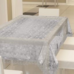 Kuber Industries Transparent 3D Design PVC 6 Seater Dining Table Cover 60"x90"Silver-KUBMART2708-18