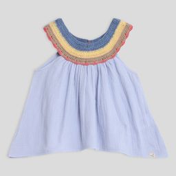 Somersault  Sleeveless Apricot Crochet Top -  Blue-image-68