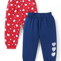 Doodle Poodle Single Jersey Knit Full Length Lounge Pants With Hearts Print Pack Of 2 - Navy & Red-image-76