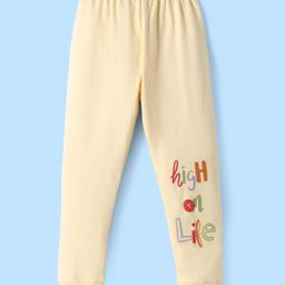 Tango Looper Knit Full Length Lounge Pant With Text Print - Yellow-image-30