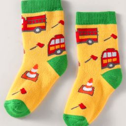 Mustang Cotton Knit Regular Socks with Vehicle Design - Yellow & Red-image-91