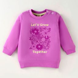 Zero Cotton Knit Full Sleeves T-Shirt With Floral Print - Violet-image-84
