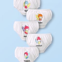 Doodle Poodle 100% Cotton Panties with Fairy Print Pack of 5 - White-image-93