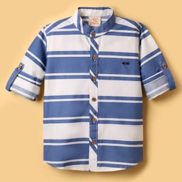 Rikidoos Full Sleeves Striped Shirt - Blue & White-picture-3