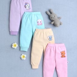 BUMZEE Cotton Knit Full Length Pyjamas with Animal Print Pack of 4 - Multicolor-image-92