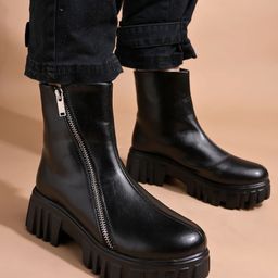 Shoetopia Solid Zipper Closure Boots - Black-image-67