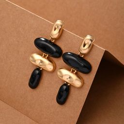 Reenisaa Gold Plated Contemporary Shape Drop Earrings-19