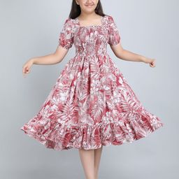 DEKLOOK Girl Puff Sleeve Crepe Formal Fit & Flare Midi Dress-image-70