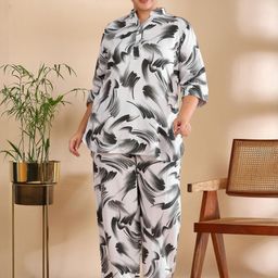 ISHQY Plus Size Printed Pure Cotton Top With Palazzos Co-Ords-image-96