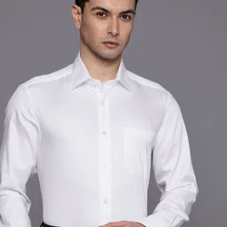 Louis Philippe Self Design Textured Pure Cotton Formal Shirt-picture-3