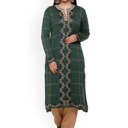 Woollen 4U Women Woven Design Self Design Kurta with Trousers-picture-52