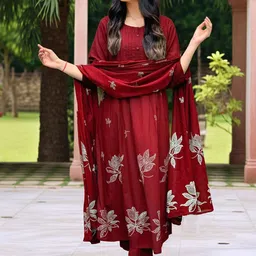 Aaghnya Women Viscose Rayon Printed Kurta Sets With Dupatta-picture-34