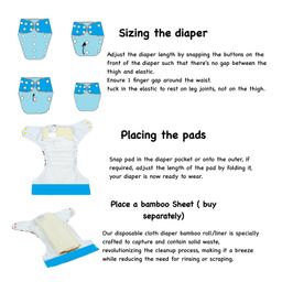 Dumbledo Premium Cloth Diaper with Leak-Proof, Absorbent 6-layer White Insert - Dryfeel with Comfortable Fit for 3 Months to 3 Years, Pack of 5 image 4