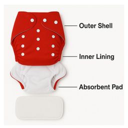 Sparkle Joy Free Size Reusable Cloth Diaper With Insert Pad 2 Pcs Diaper With 1 Pcs Insert Pad - Red & Yellow image 5