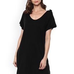 Qurvii Plus Size Women Black Solid A-Line Dress-49