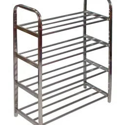 Shopper52 4 Layer Stainless Steel Portable Folding Shoe Rack STL4SHRK-14
