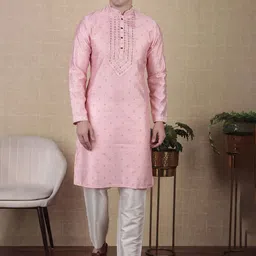 Koshin Men Floral Embroidered Kurta with Pyjama-image-10