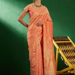 HERE&NOW Woven Design Zari Silk Blend Designer Banarasi Saree-picture-20