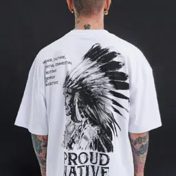 LAUREN ADAMS Graphic Printed Drop-Shoulder Sleeves Oversized Pure Cotton T-shirt-image-57