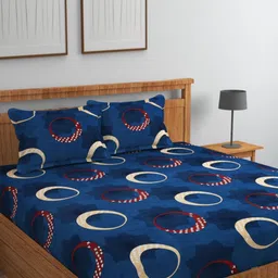 VOMZER Grey Graphic 210 TC Queen Bedsheet with 2 Pillow Covers-picture-17