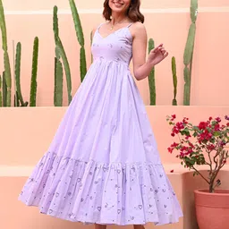 Bunaai Women Light Orchid Cotton Dress-image-59