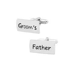 The Tie Hub Silver-Toned Rectangular Grooms's Father Cufflinks-image-3