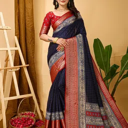 Panzora Checked Zari Saree-image-69