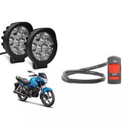 Cartronics 9 Round Cap LED Fog Light With On/Off Switch for Hero Glamour (Set of 2 Pcs)-39