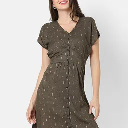 Campus Sutra Women Brown Printed Dress-picture-30