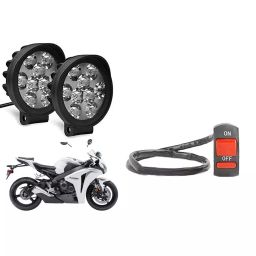 Cartronics 9 Round Cap LED Fog Light With On/Off Switch for for Honda CBR 1000 RR (Set of 2 Pcs)-8