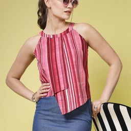 BEING NAUGHTY Striped Halter Neck Crop Top-picture-2