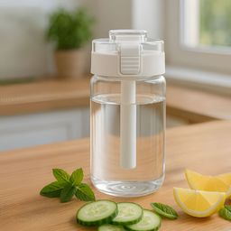Myntra Elegant Homes Transparent & White Single Glass Solid Double Wall Vacuum Water Bottle-5