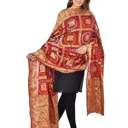 PK HUB Printed Art Silk Tie and Dye Dupatta with Zardozi-19