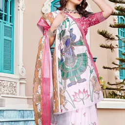 Anouk Floral Linen Blend Saree-24