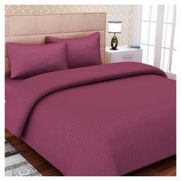 SEJ by Nisha Gupta Cotton California King Bedsheet Set With Pillow Cover -  Burgundy-image-92