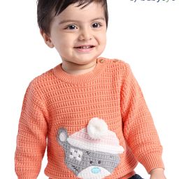 Babyoye 100% Cotton Solid Dyed Full Sleeves Sweater - Orange-image-87