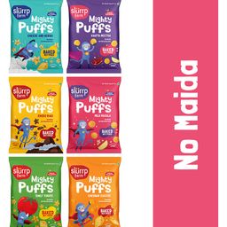 Slurrp Farm Not Fried Khatta Meetha Chaat Magic Cheddar Cheese Choco Ragi Tangy Tomato Cheese & Herbs Combo Puffs Pack of 6 - 20 g Each-21