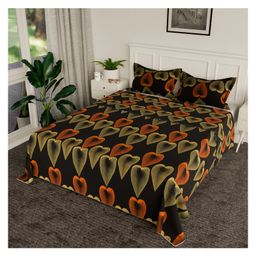 Kuber Industries BedsheetCotton Double Bedsheet with 2 Pillow Covers144 TC Heart Design Bedsheet for BedroomBedsheet for Living Room90x100 InchBlack-picture-26