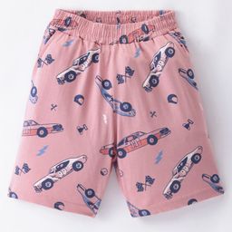 Taeko Single Jersey Knit Above Knee Length Shorts with Vehicle Print - Pink-picture-9