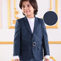 Mark & Mia Woven Full Sleeves Blazer & Turtle Neck T-Shirt with Solid Colour - Navy Blue-image-24