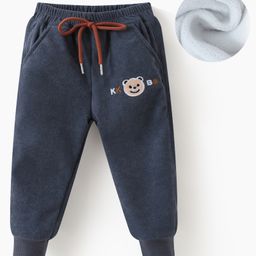 Kookie Kids Full Length Lounge Pant With Teddy Embroidery Detailing - Charcoal Grey-picture-27